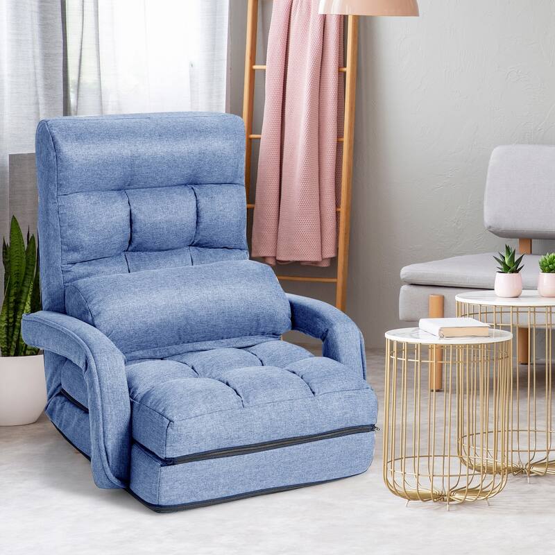 Folding Floor Massage Chair with Adjustable Backrest and Armrests