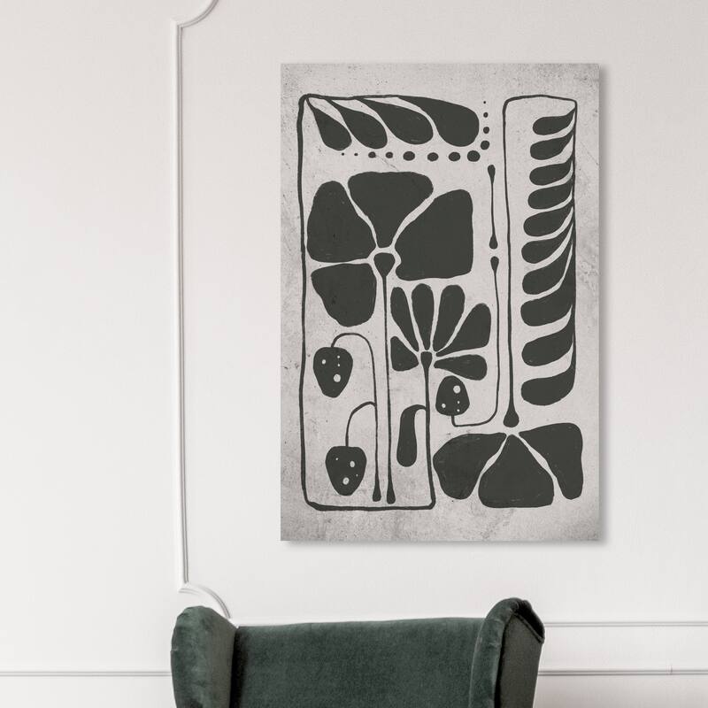 Wynwood Studio Canvas Floral and Botanical Abstract Floral Black and Bohemian & Eclectic Wall Art Canvas Print - 45 x 30