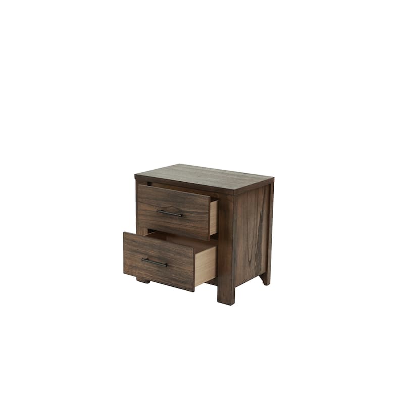 1pc Nightstand Wooden Bedside Table 2x Drawers