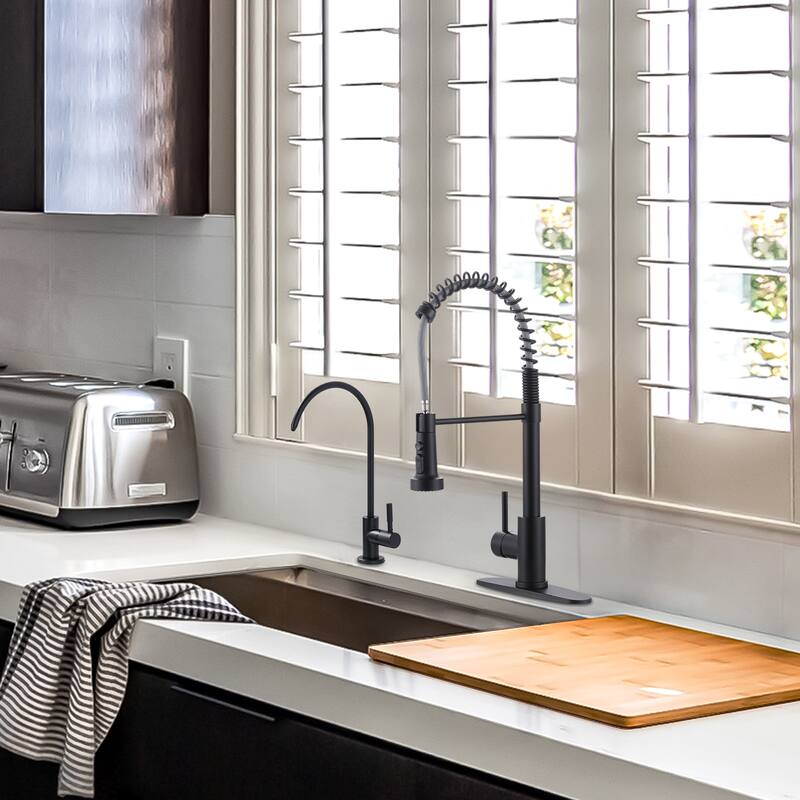 WOWOW Three Function Pull Down Kitchen Faucet with Drinking Water Faucet
