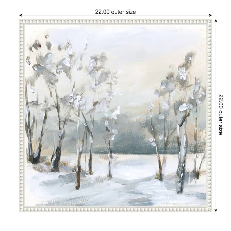 Snowy Winter Trees by Katrina Pete (22 x 22 in.), Framed Canvas Wall Art Print - Sylvie Beaded White