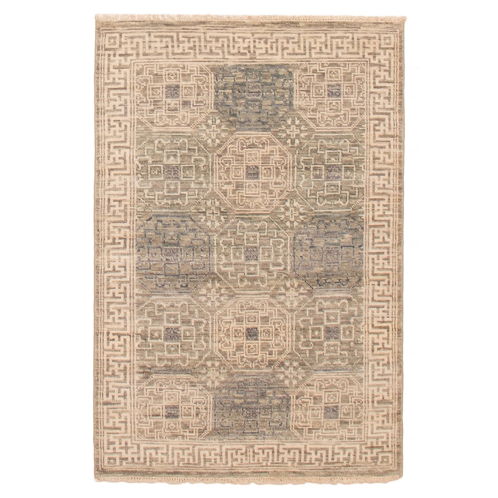 ECARPETGALLERY Hand-knotted Mamluk Taupe Wool Rug - 4' x 6'