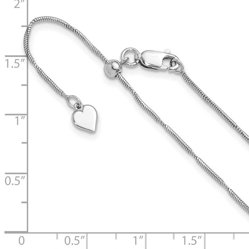 Curata 925 Sterling Silver Rhodium 22" 1.3mm Diamond Cut Adjustable Snake Chain Necklace