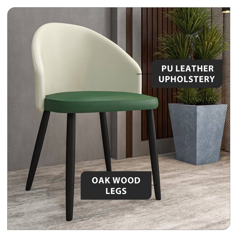 Upholstered Dining Chair in Leather/Fabric/Boucle with Wood Legs Set of 4 Paradiso Collection