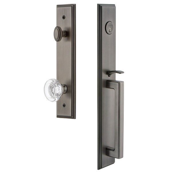 Grandeur CARDGRBOR_ESET_238 Carre Solid Brass Rose Keyed Entry Single Cylinder Full Plate "D" Grip Handleset with Bordeaux