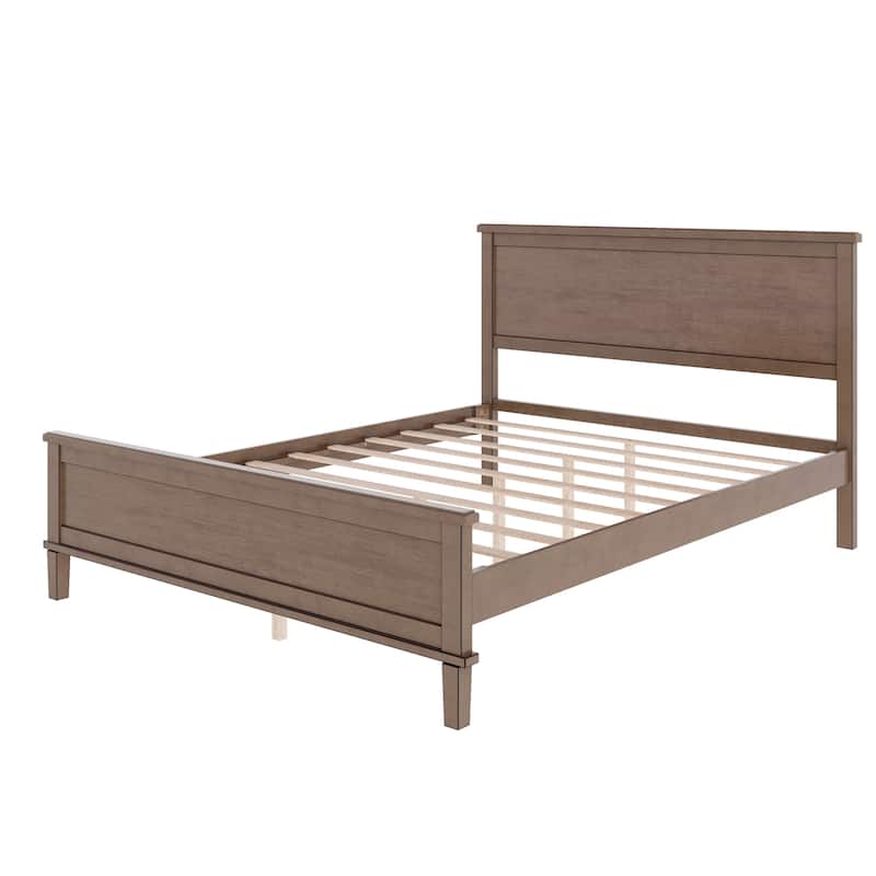Classic Platform Bed Wood Slat Support Bed Headboard, Underbed Storage
