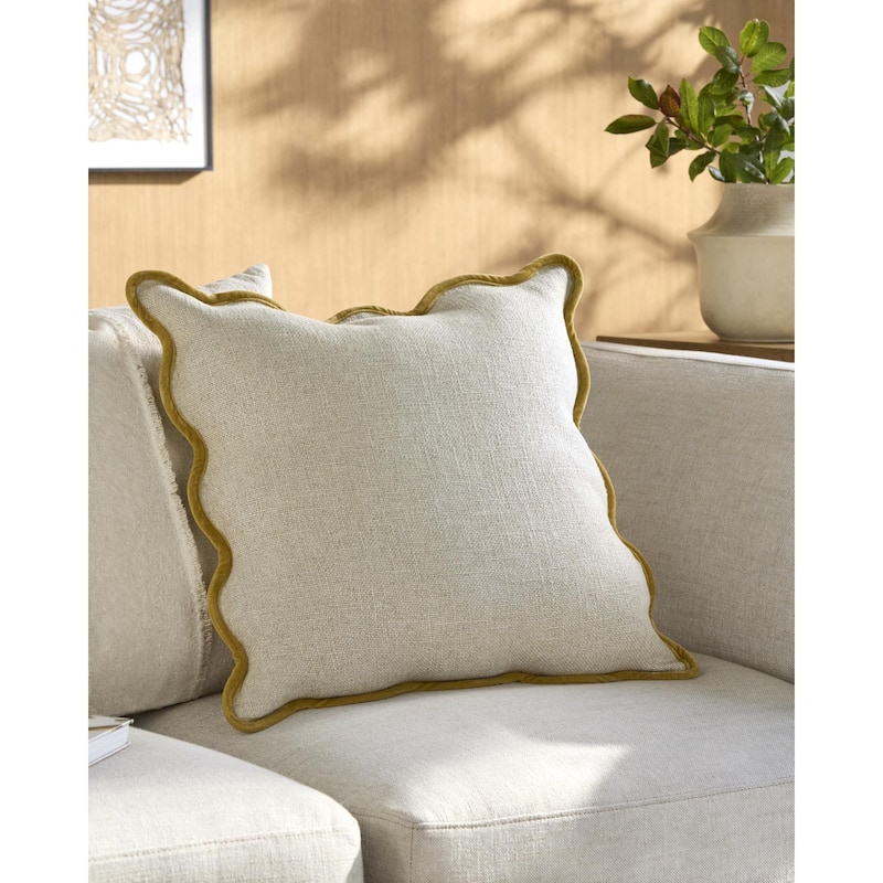 Becki Owens x Livabliss Caliza Modern Accent Pillow - Yellow/Beige - 20"L x 20"W - Cover Only