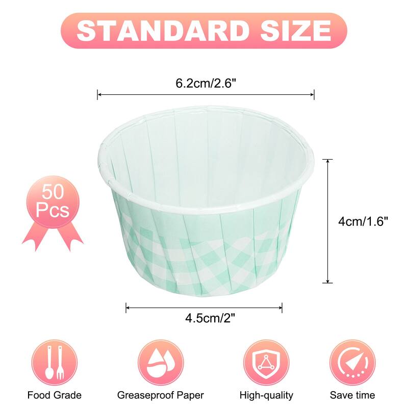 Mini Lattice Cupcake Liners,50Pcs Cupcake Muffins Liners Holders - Light Blue and White