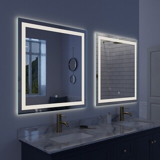 Arpella Lumina 34x36 in LED Lighted Vanity Mirror with Built-In Dimmer ...