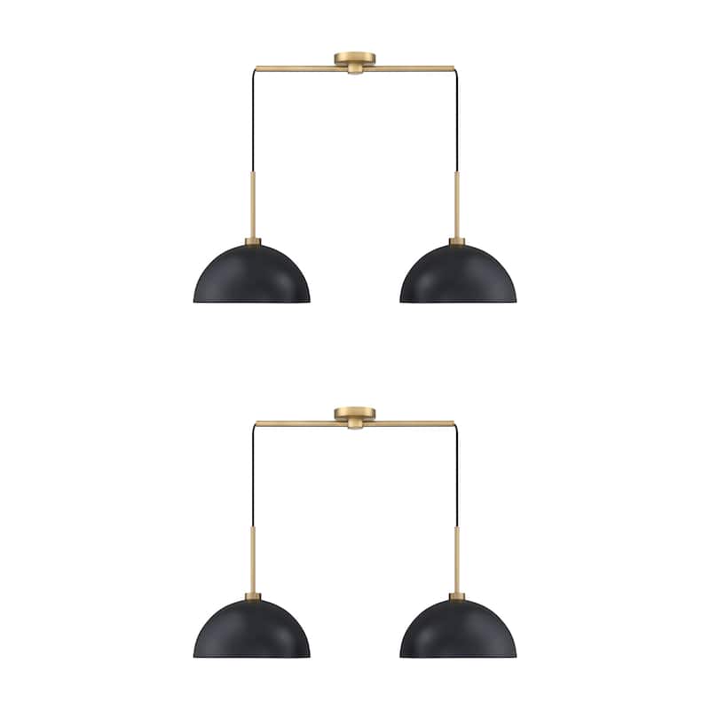 Nathan James Percy Modern 2-Light Pendant Island Light Fixture, Hanging Lights with Metal Shade and Adjustable Cord