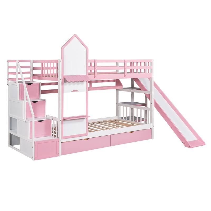 Twin-Over-Twin Castle Style Bunk Bed