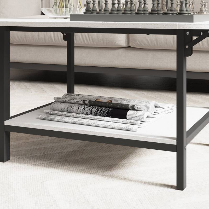Oval Extended Coffee Tables 2-Tier Center Table with Open Storage