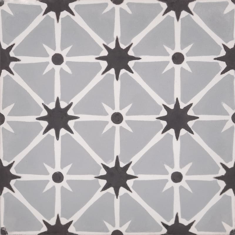 Handmade Venice Grey/Black Tile, Pack of 12 (Morocco)