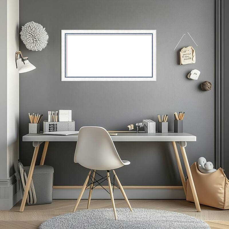 Amanti Art Morgan White Blue Framed Dry Erase Magnetic Board