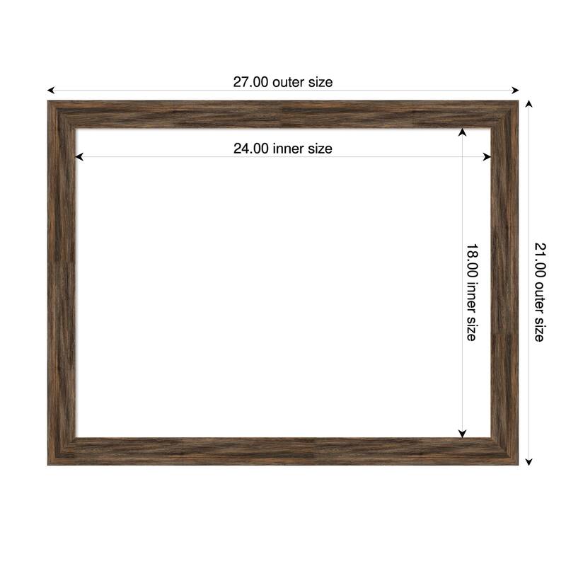 Amanti Art Regis Barnwood Grey Narrow Framed Dry Erase Magnetic Board - 27 x 21 in - Regis Barnwood Mocha Narrow