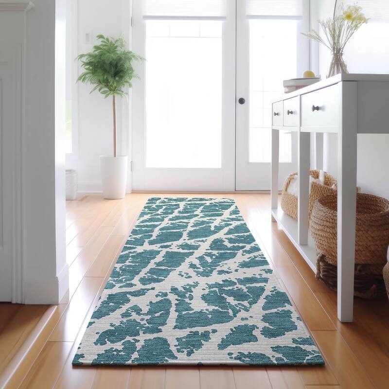 Premium Washable Super Soft Modern Crackle Mayfield Rug - Teal - 2' 3" x 7' 6" - Runner