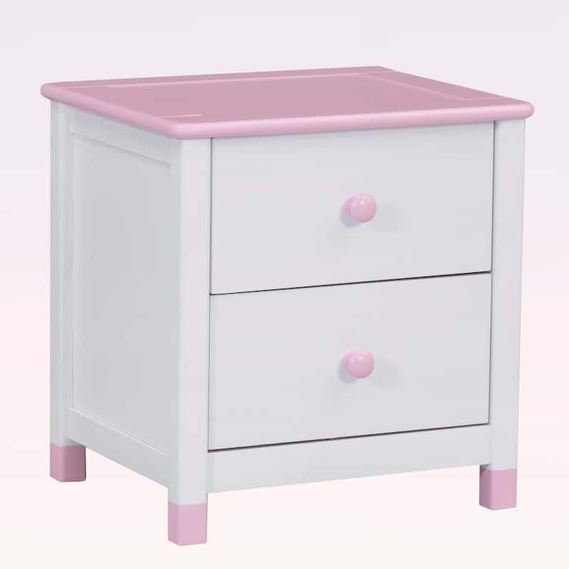 Wooden Nightstand with Two Drawers,for Bedrooms,Combining Cute Design and Practical Storage