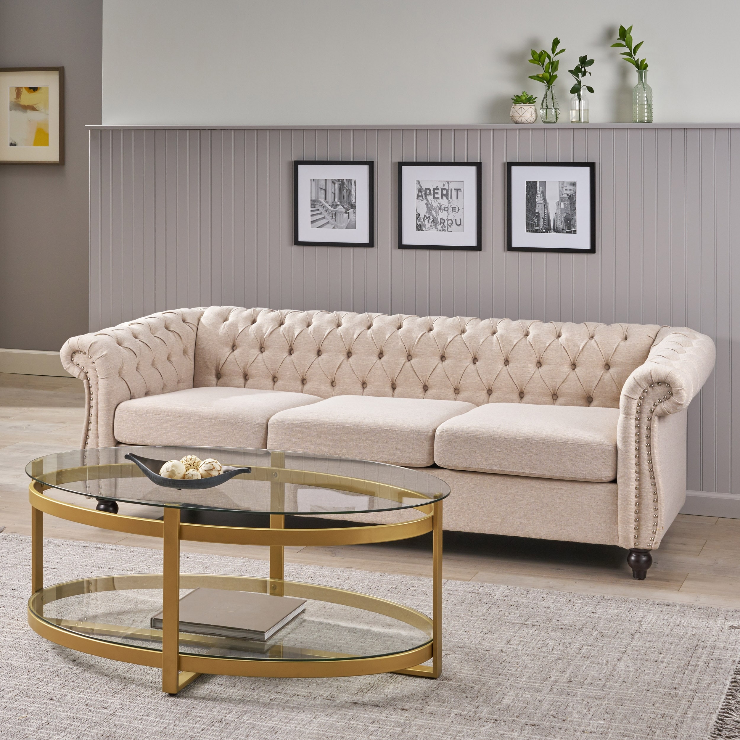 Parksley Tufted Chesterfield 3-seat Sofa by Christopher Knight Home