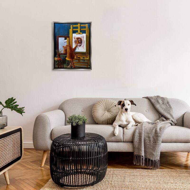 Stupell Cat Confidence Self Portrait as a Tiger Funny Painting Floater Frame - Multi-Color