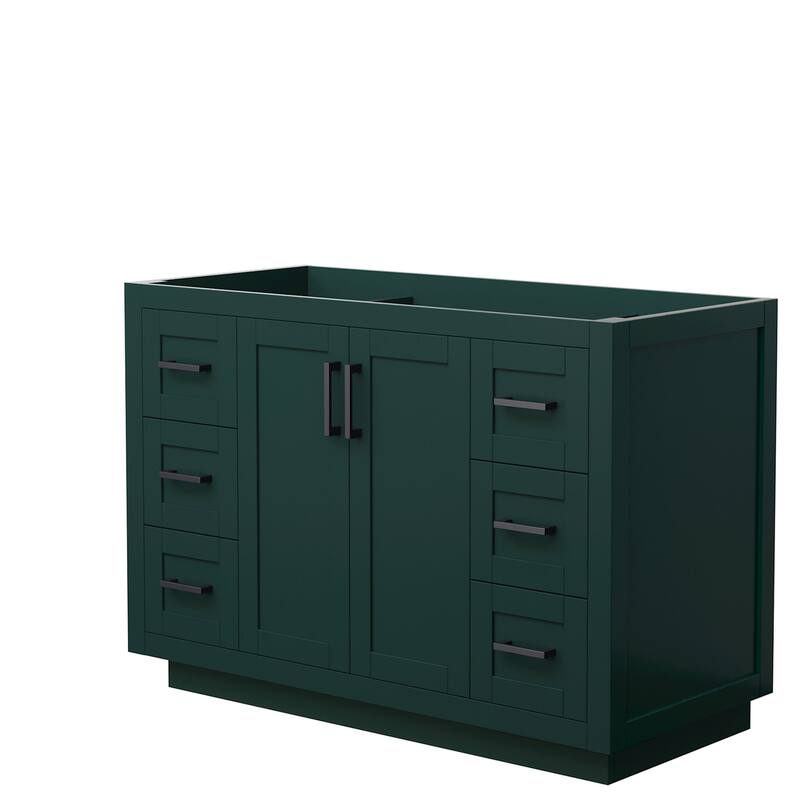 Wyndham Collection Miranda 48" Single Free Standing Vanity Cabinet - Green / Matte Black Hardware