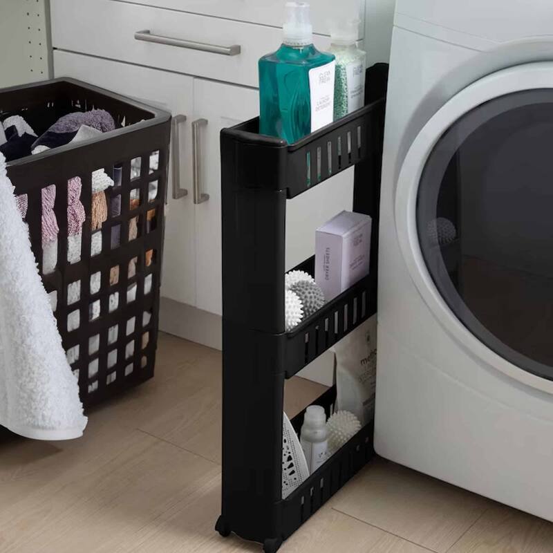 Multi-Purpose Slim Rolling Cart - 3-Tier Utility Organizer - 28.5" H x 21.5" L x 5.1"W