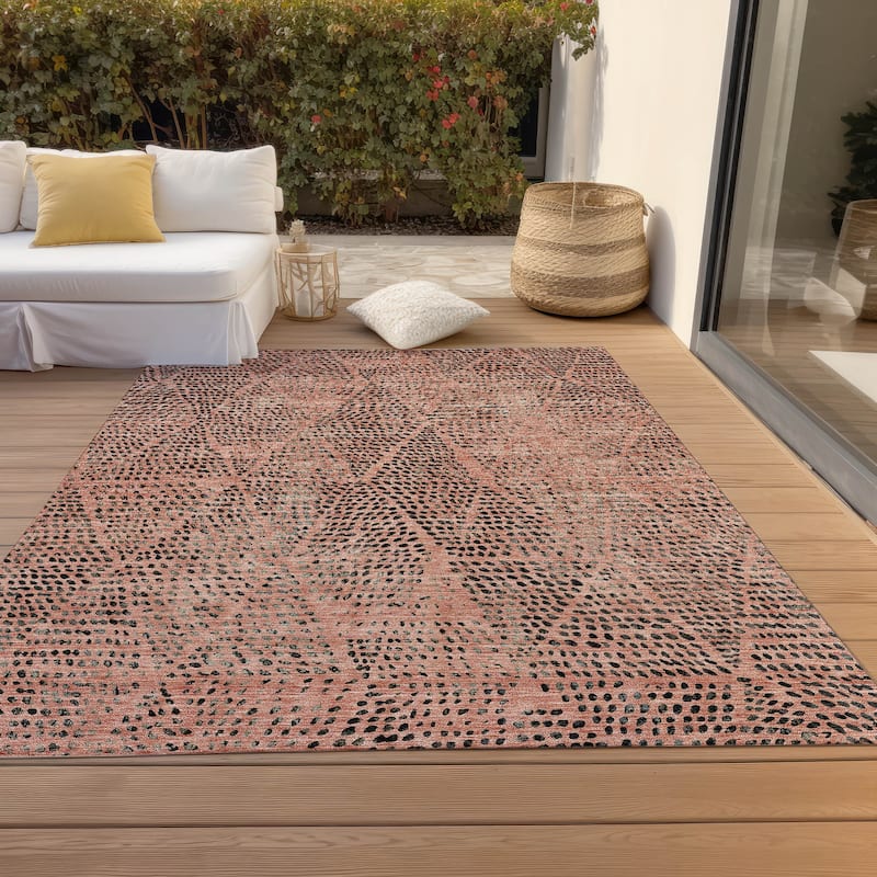Machine Washable Indoor/ Outdoor Chantille Contemporary Diamonds Rug