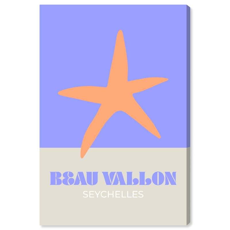 Wynwood Studio Canvas Typography and Quotes Travel to Beau Vallon Orange Modern & Contemporary Wall Art Canvas Print - 36 x 24