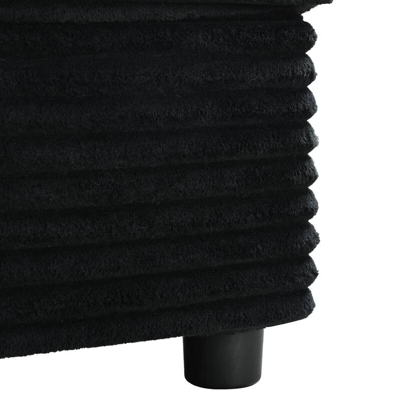 86.5" Oversized Corduroy Loveseat Chaise Lounge Sectional Sofa Bed with USB Ports, Cup Holders and Throw Pillows, Black