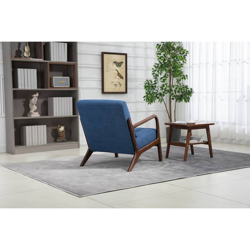 Upholstered Accent Chair with Lumbar Pillow, Living Room Chairs with Solid Wood Frame, Lounge Reading Armchair