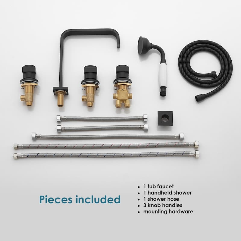 Altair Vikran Triple Handle Deck-Mount Roman Tub Faucet Trim with Handshower