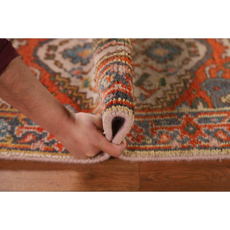 Beige Heriz Serapi Style Accent Area Rug Hand-knotted Wool Carpet - 2'0"x 3'0"