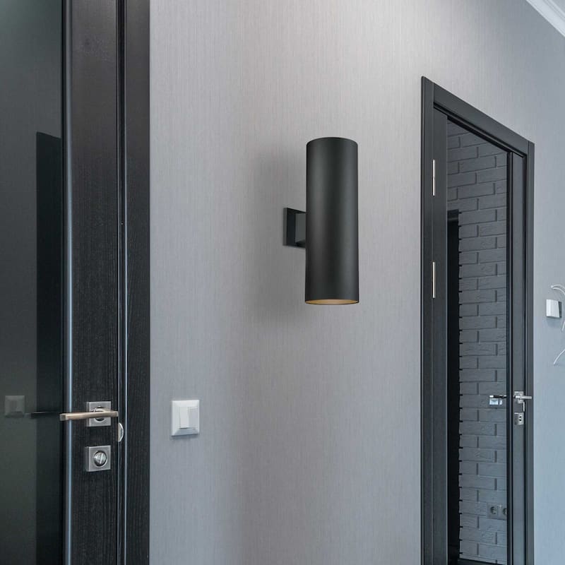 Volume Lighting 2-Light Black Outdoor Cylinder Wall Mount