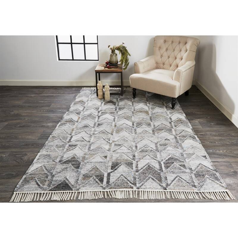 Elstow Eco-Friendly Moroccan Chevron Rug, Light/Dark Gray
