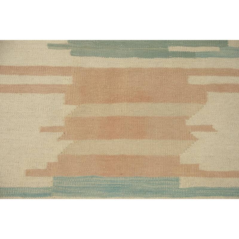 Hand Woven Southwestern Wool Beige Geometric Area Rug - 9' 9'' X 6' 7''