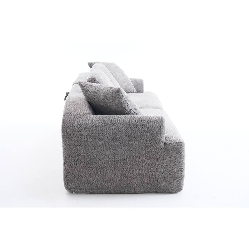 4-Seater Combined Sofa, Crochet Yarn Fabric, Full Sponge Compression Sofa,Combined Sofa With 4 Pillows