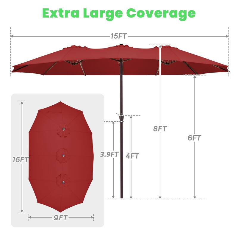 15ft Steel Navy No Tilt Market Patio Umbrella without Base