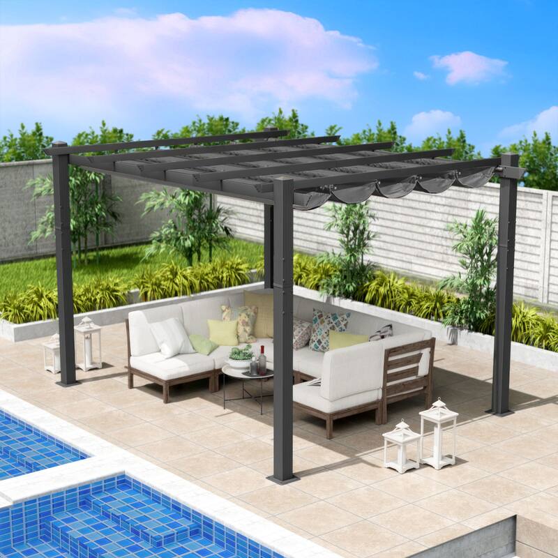 Kozyard Atlantics Outdoor 10'x13' Extra Large BBQ Grill Pergola with Sun Shade Gazebo Canopy