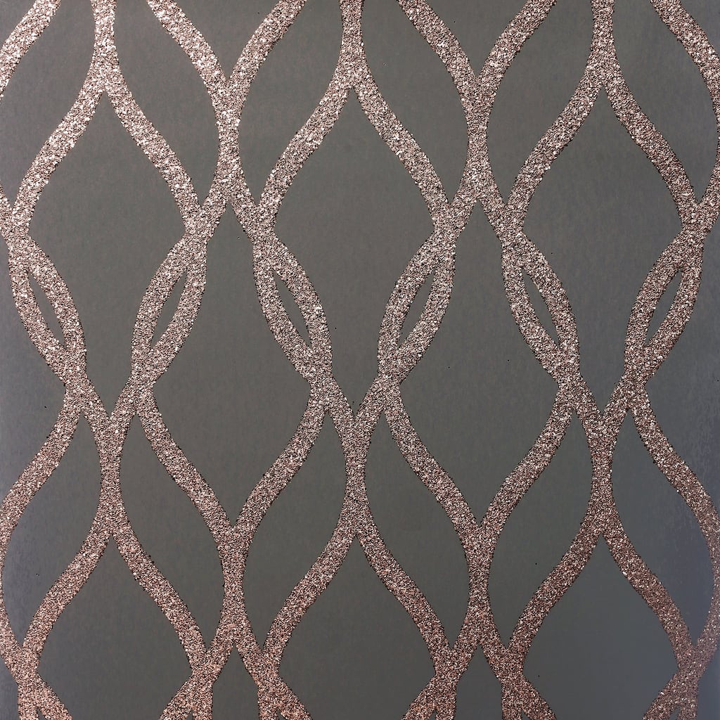 Arthouse Ava Rose Gold Glittering Ogee Wallpaper