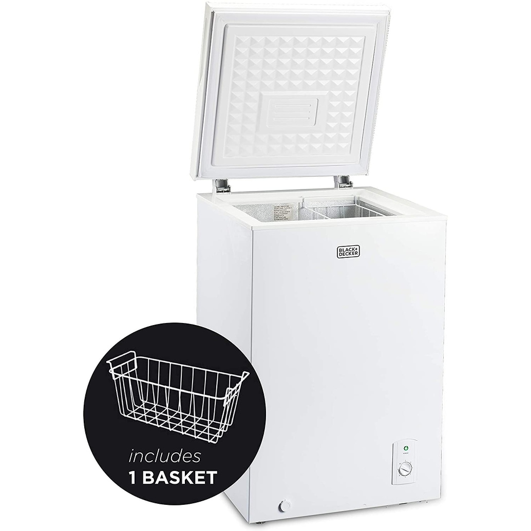 3.5 Cubic Feet Chest Freezer Small Deep Freezers with 7 Gears Temp Control  Office Dorm Kitchen White