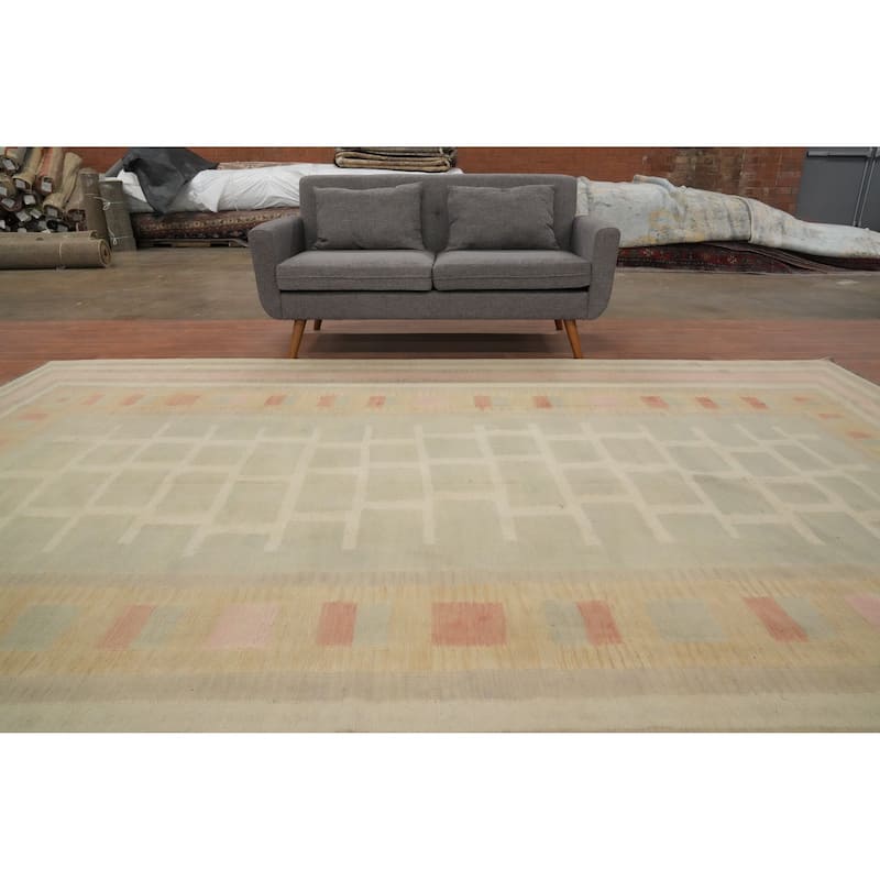Hand Woven Oriental 100% Wool Carpet Southwestern Tribal Multi-Colored Kilim Area Rug - 12' 2'' X 9' 1''
