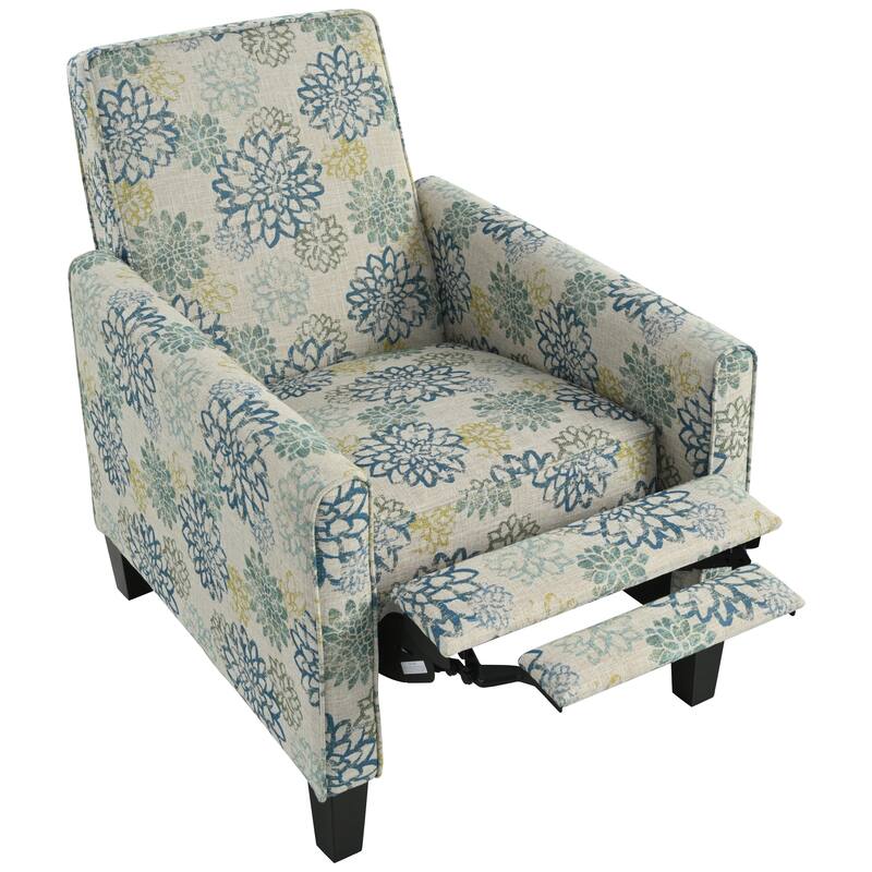 Recliner Chair with Adjustable Push-Back Mechanism, Armchair with Wood Legs, Deep Seating Lounge Chaise Chair
