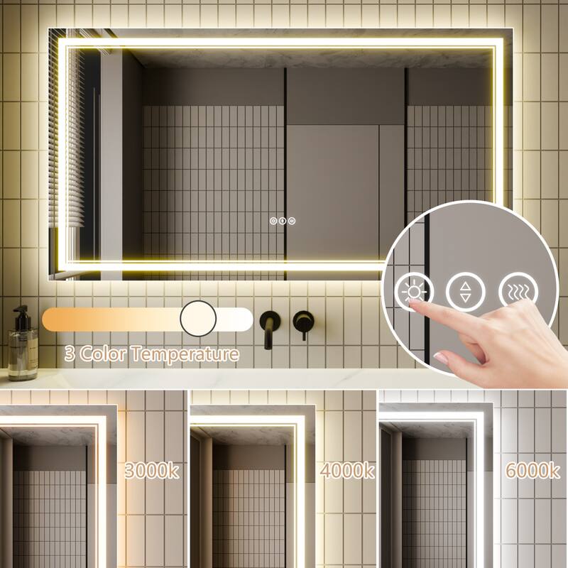 Modland LED Bathroom Vanity Mirror Anti-Fog Tempered Glass Dimmable