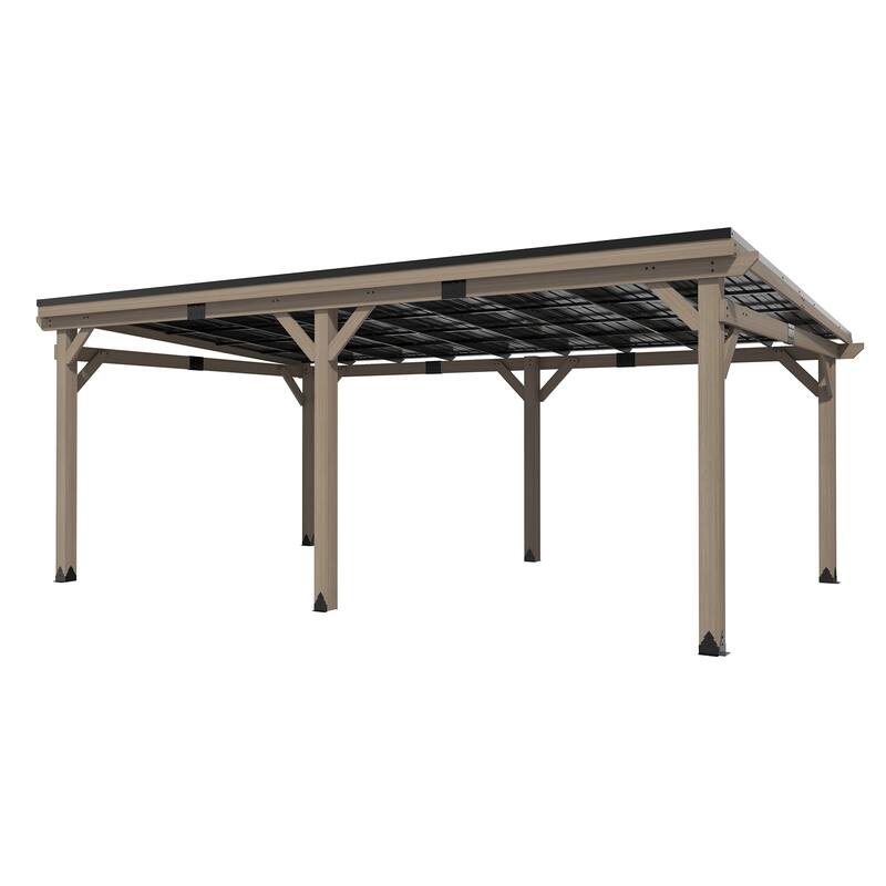 Outdoor Hardtop Gazebo, Cedar Wood Gazebo with Galvanized Steel‌ Roof
