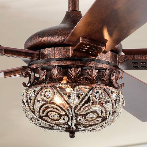 Laylani 52 Inch Antique Copper Ceiling Fan 2 Light with Remote