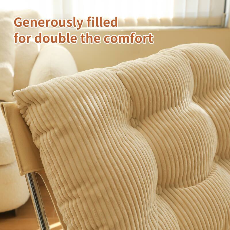 Modern Upholstered Accent Chair with Chrome Metal Frame for Living Room & Office