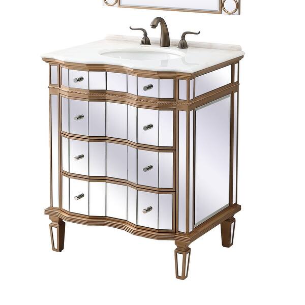 slide 2 of 7, 30" Mirrored Asselin Bathroom Sink Vanity Mirrored Finish - Single Vanities - Mirrored