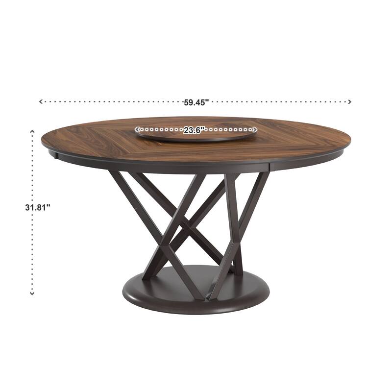 Priya Lazy Susan Turntable Espresso and Walnut Dining Table by iNSPIRE Q Modern