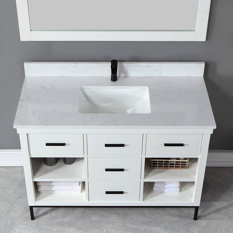 Altair Kesia Bathroom Vanity with Composite Stone Countertop with Mirror