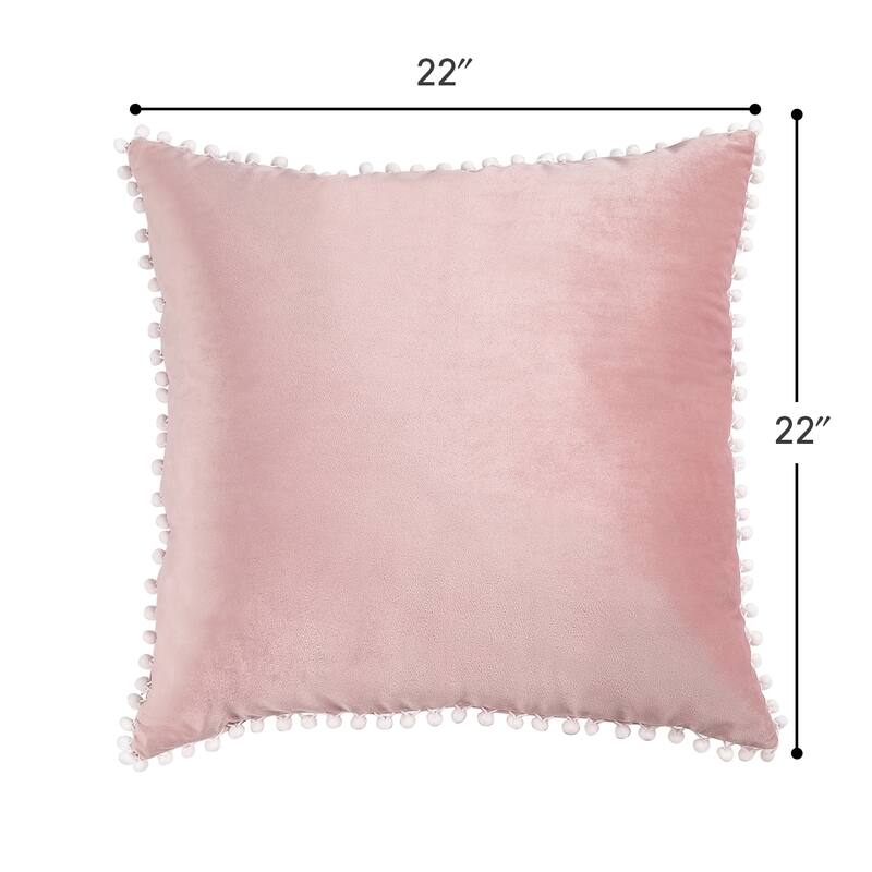 Adeco Set of 2 Decorative Throw Pillow Covers with Pom Poms