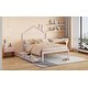 preview thumbnail 16 of 15, Pink Full Size Metal Platform Bed with two drawers,House-Shaped Headboard Design for Kids, Boys and Girls